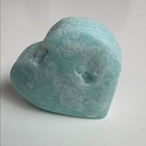 Blue Heart-Shaped Stone Sculpture Caribbean Calcite